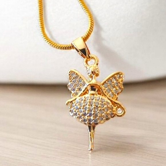 Jewelry - 14k Gold Filled Ballerina Pendant with Cubic Zirconia filled Gems.